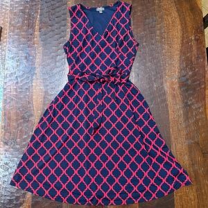 Elegant Mix by 41 Hawthorn Navy and Red Patterned Midi Dress